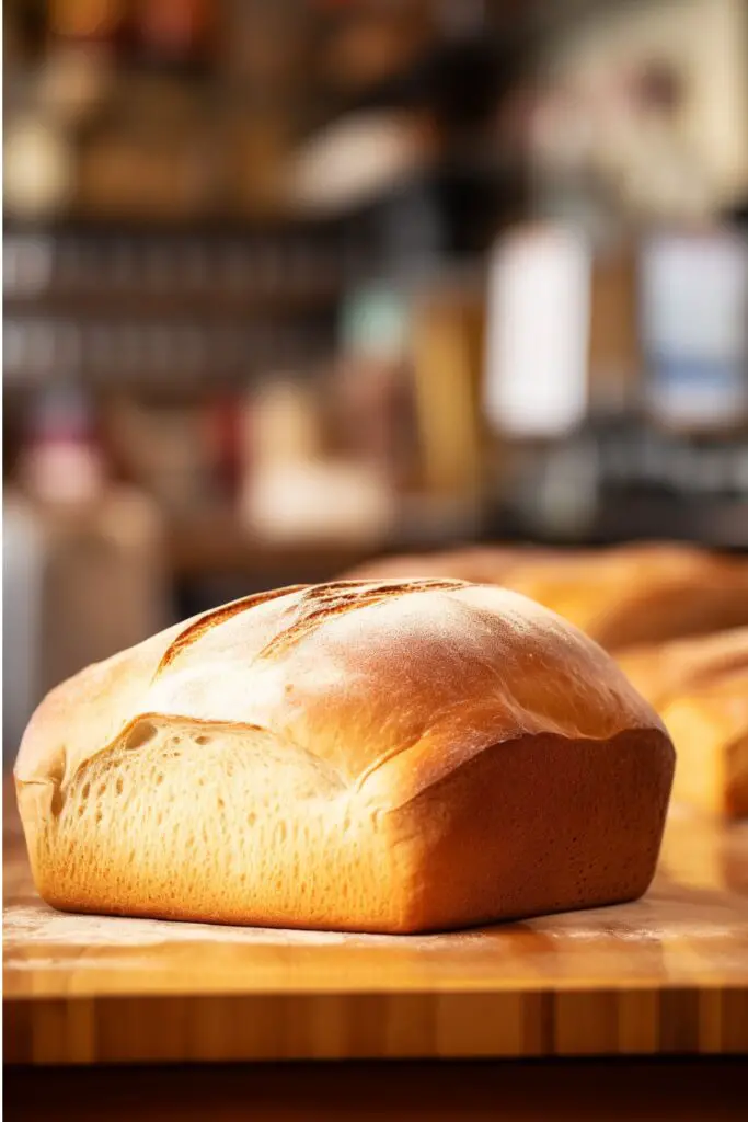 Homemade bread on a wooden cutting board.