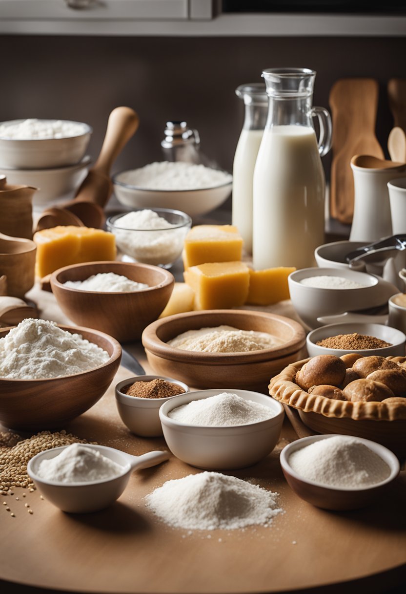 Ingredients to make a pie each in a small bowl.