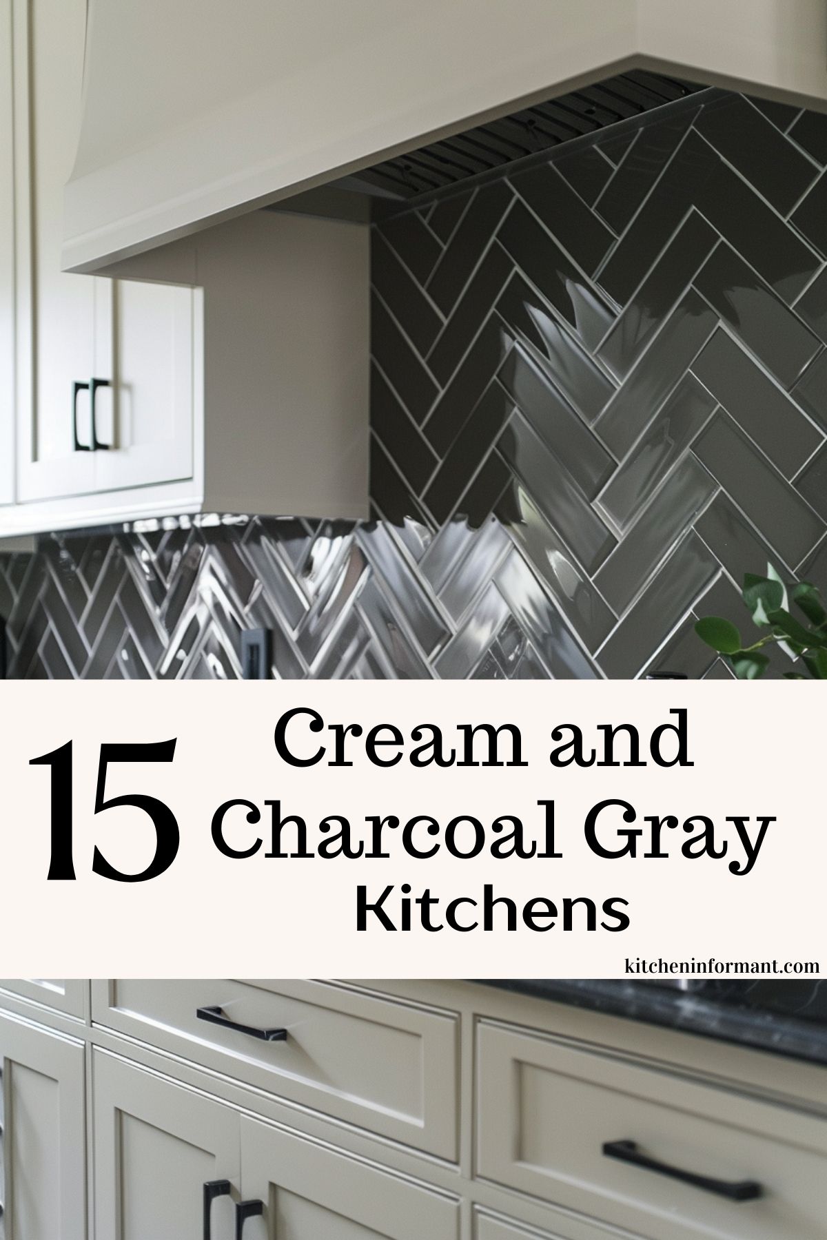 Cream and Charcoal Gray Kitchens Graphic.