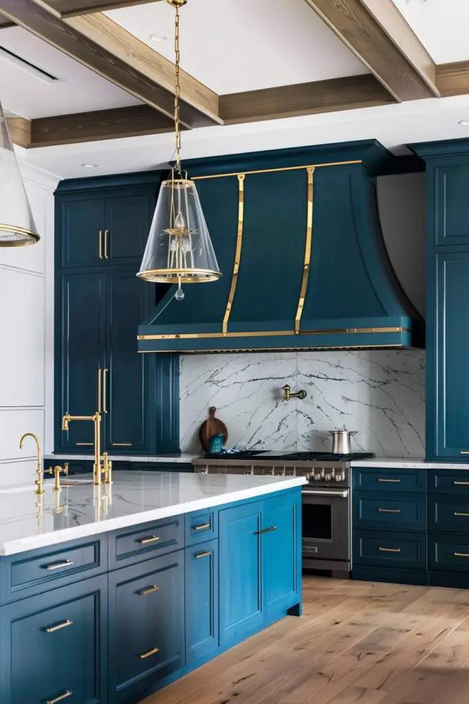 Peacock Blue and Brass Kitchens: A Stunning Color Combination