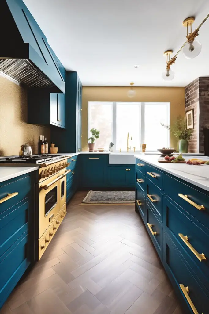 Peacock Blue and Gold Kitchens A Bold and Chic Combination