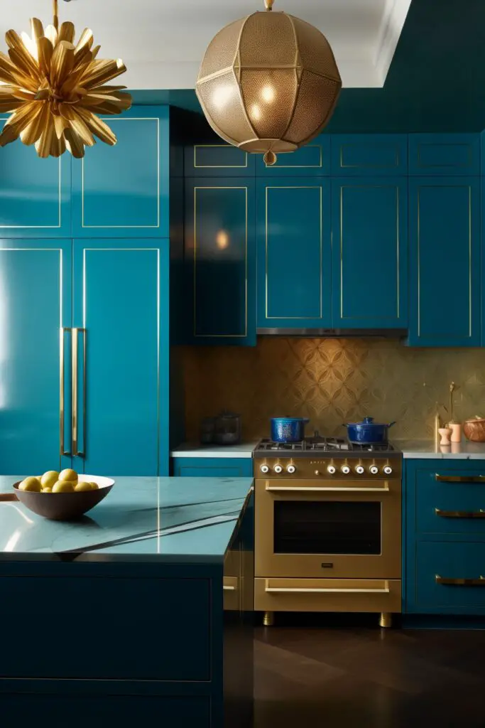 Peacock Blue and Gold Kitchens: A Bold and Chic Combination