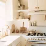 Small Cream and brass kitchen.