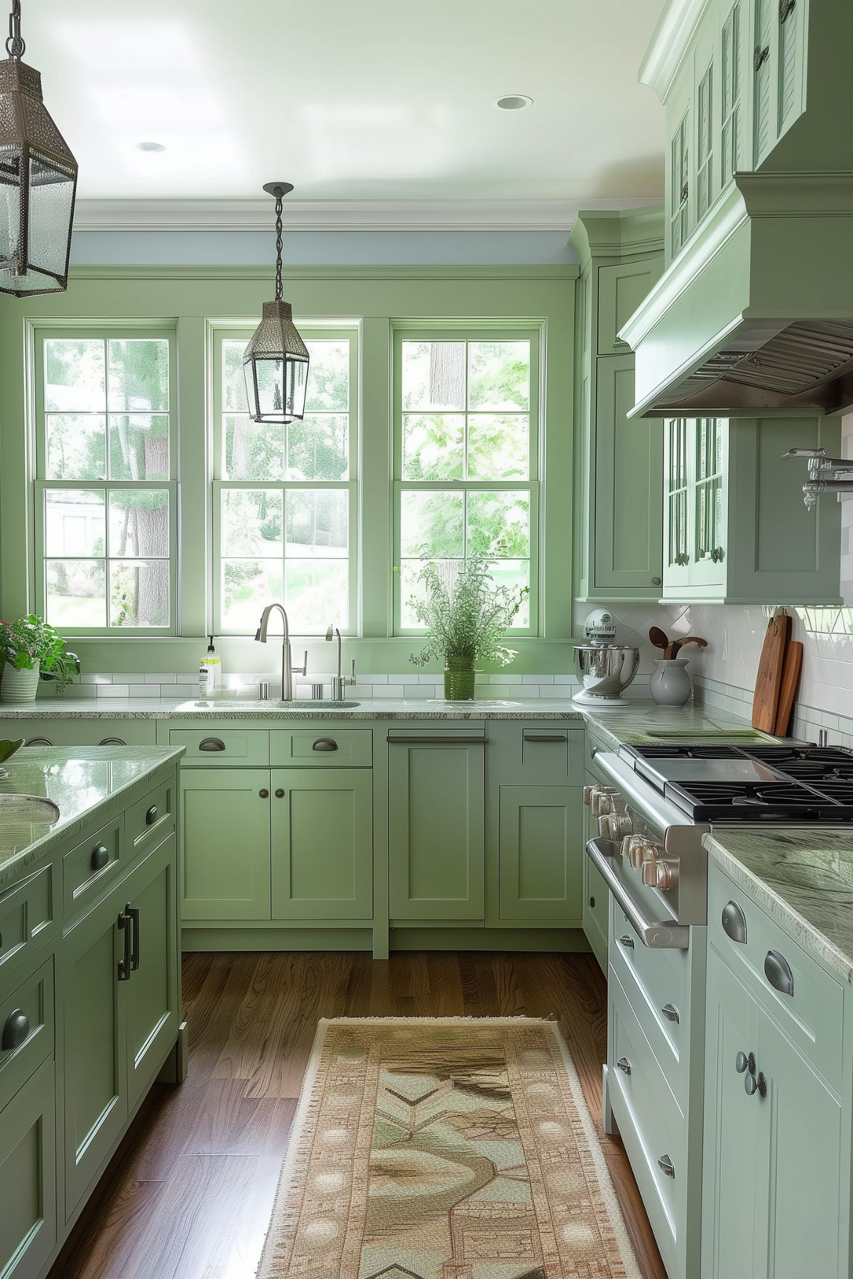 A Pistachio Green cottage Kitchen