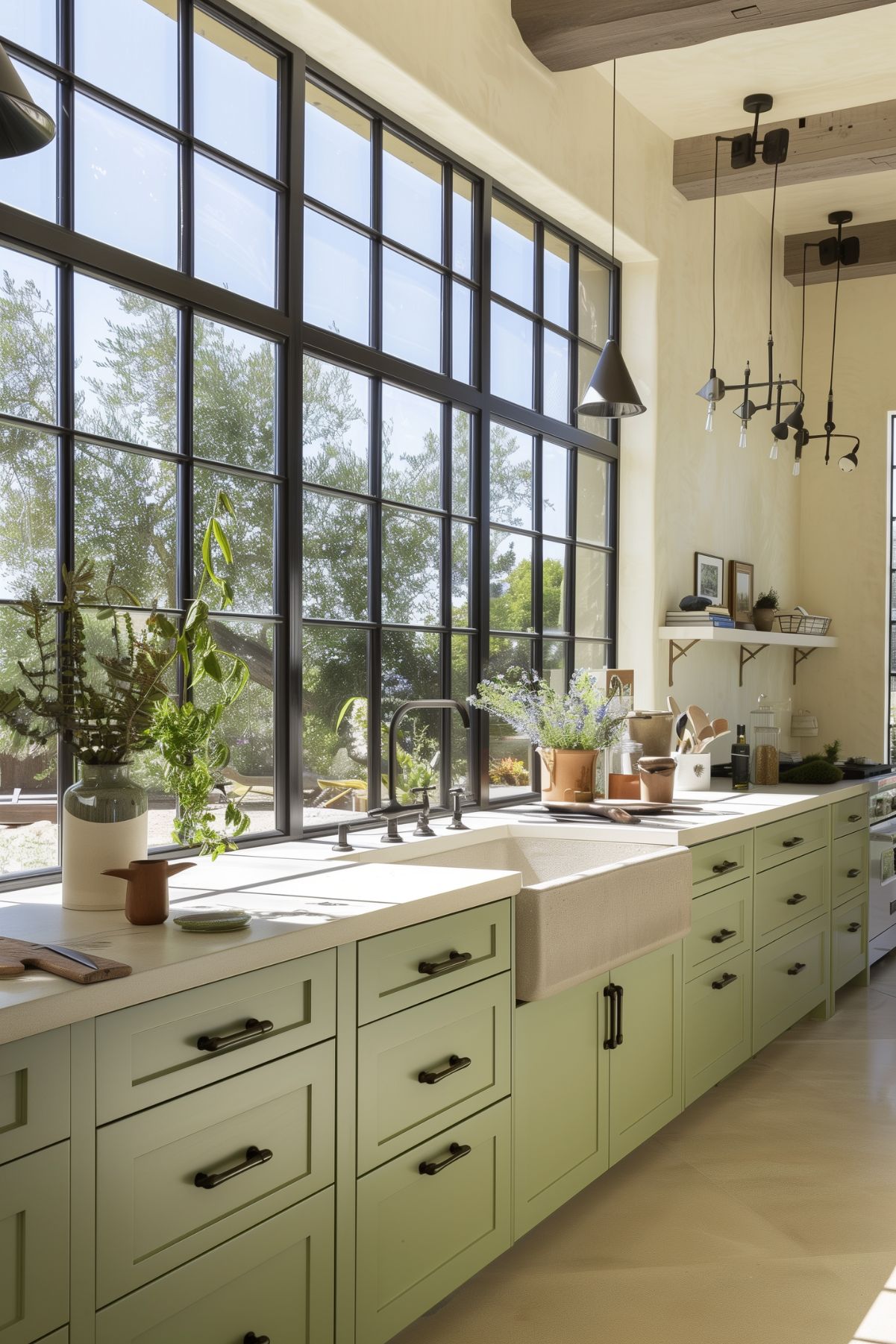 Contemporary Pistachio Green Kitchen