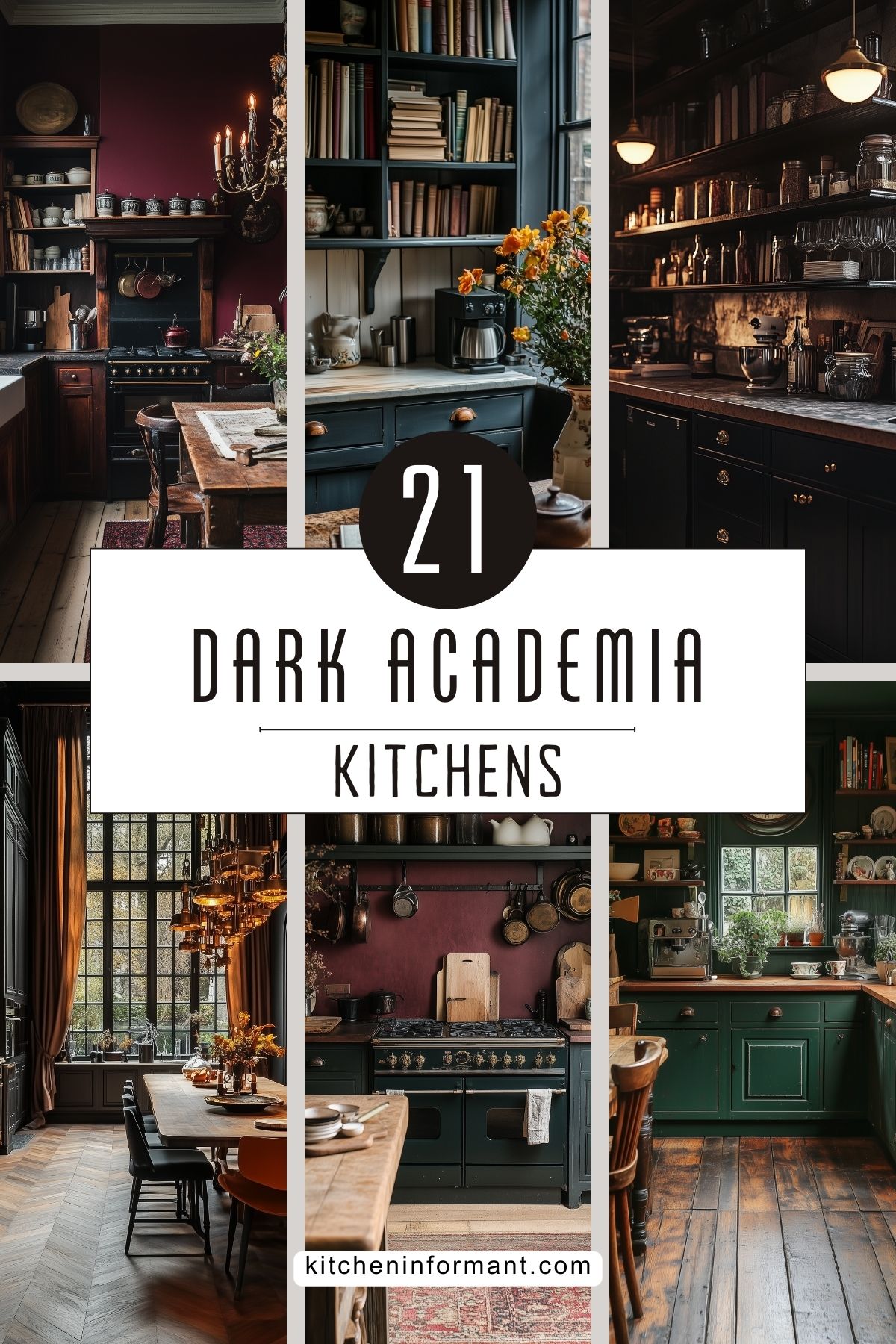 Dark Academia Kitchen Aesthetic: Creating a Cozy and Intellectual Space Graphic.