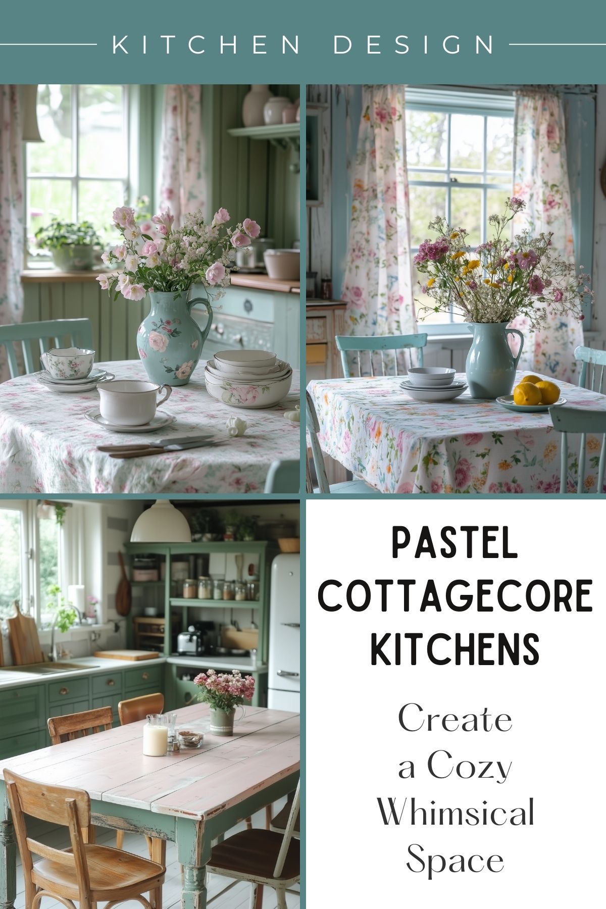 Pastel Colors in a Cottagecore Kitchens Graphic.