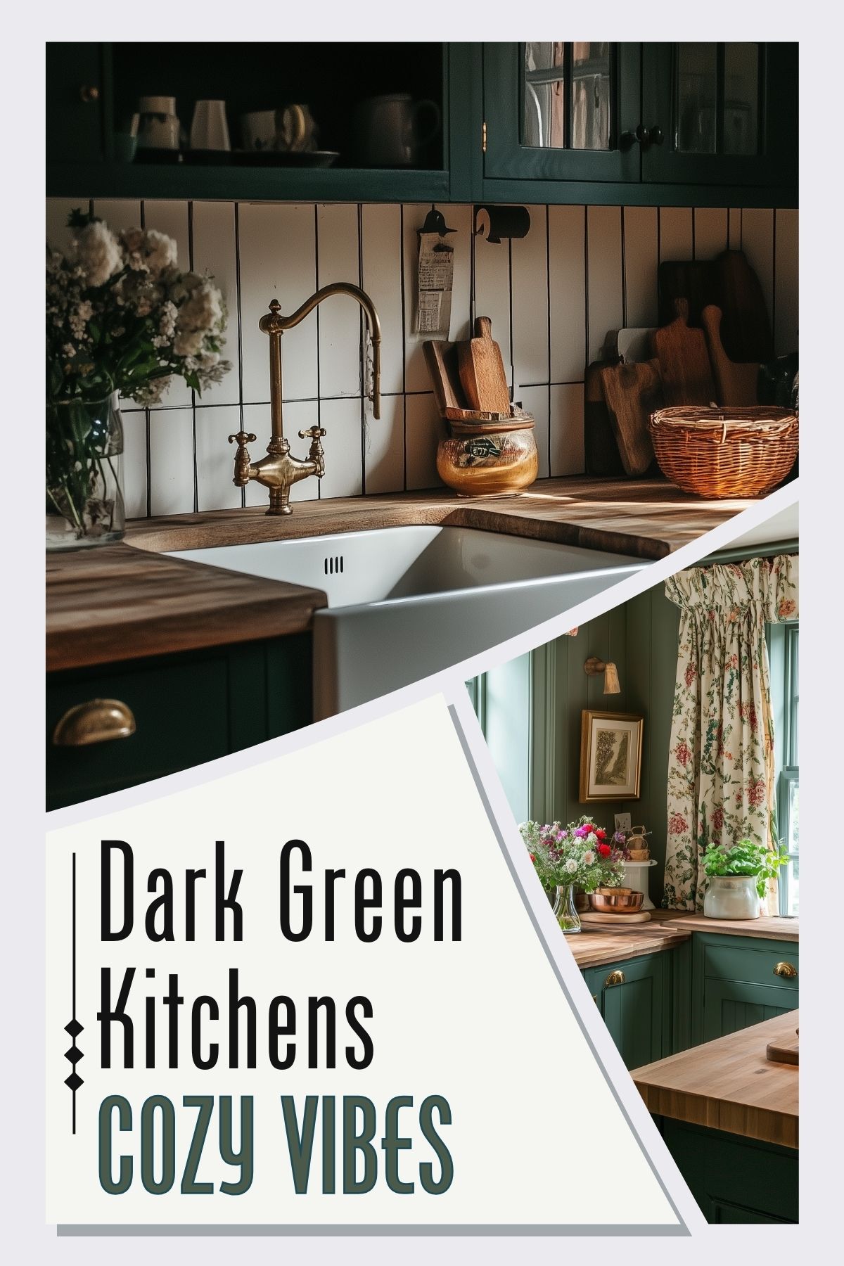 Dark Green Kitchens collage graphic.