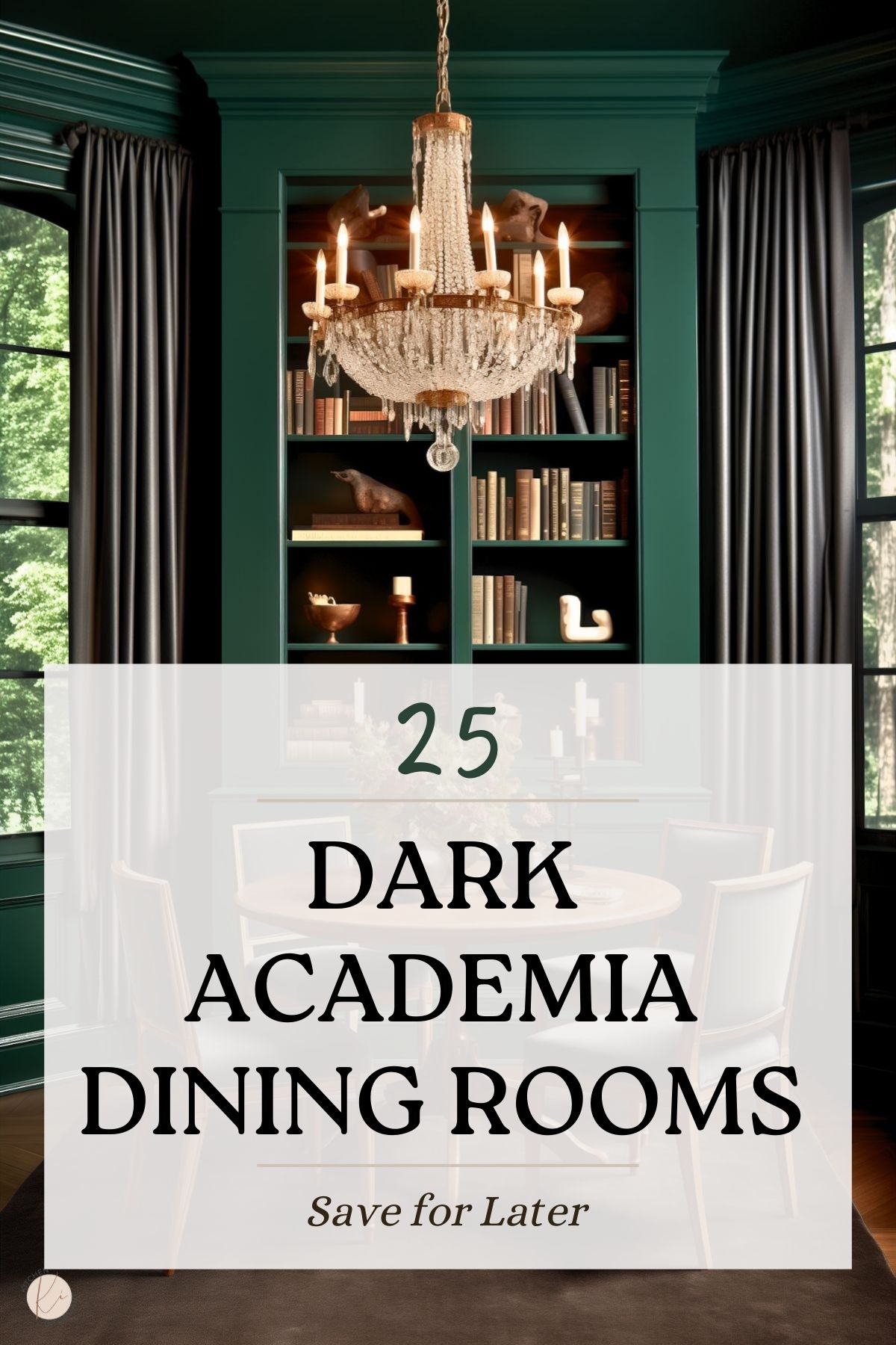 Dark Academia Dining Room Graphic.