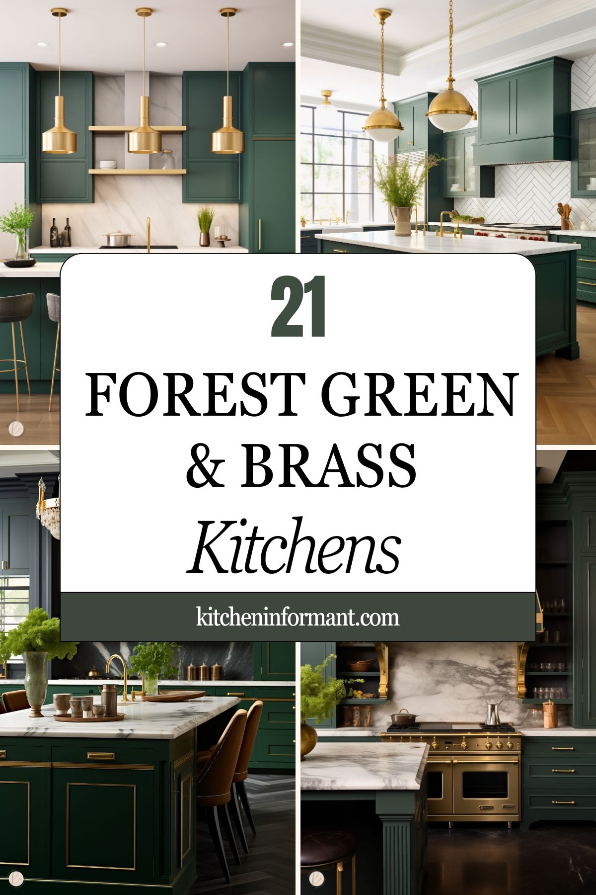 Forest Green and Brass Kitchens: A Stylish and Trendy Combination graphic.