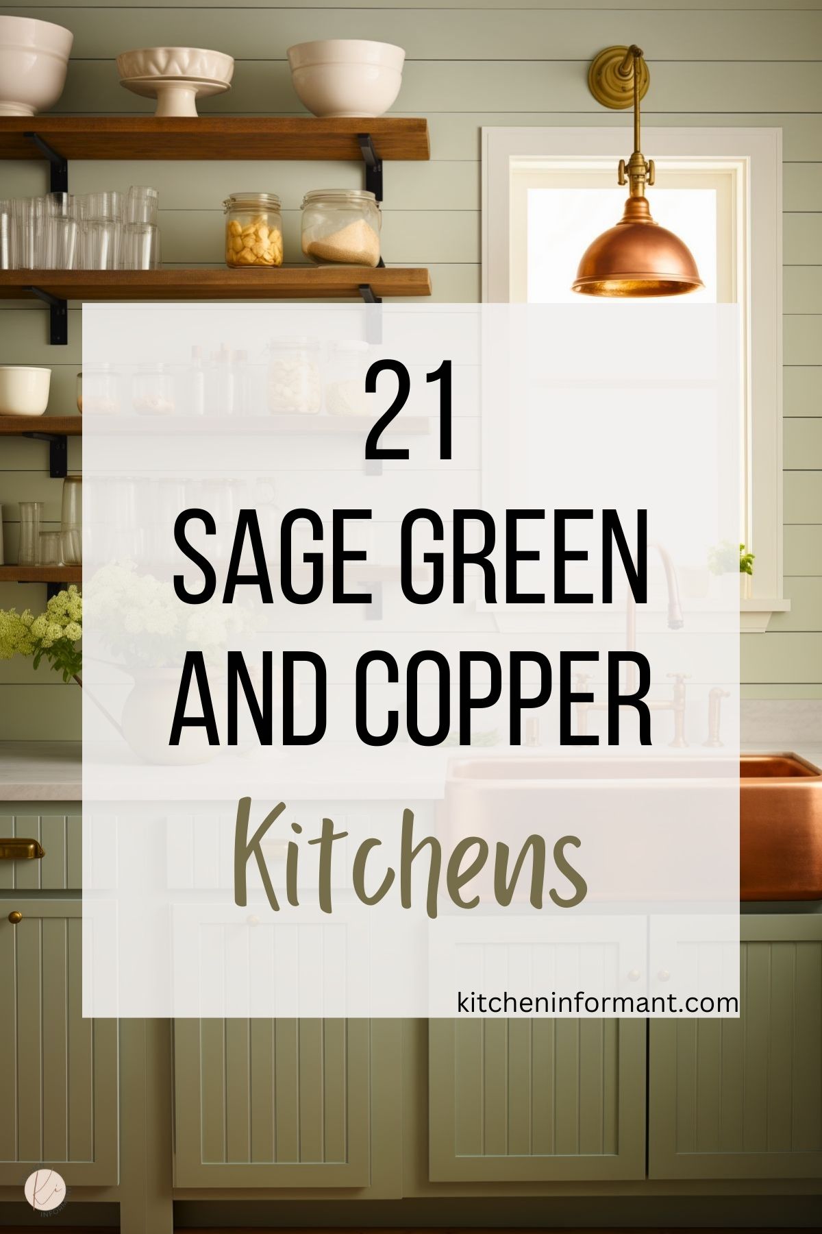 Sage Green and Copper Kitchens Graphic.