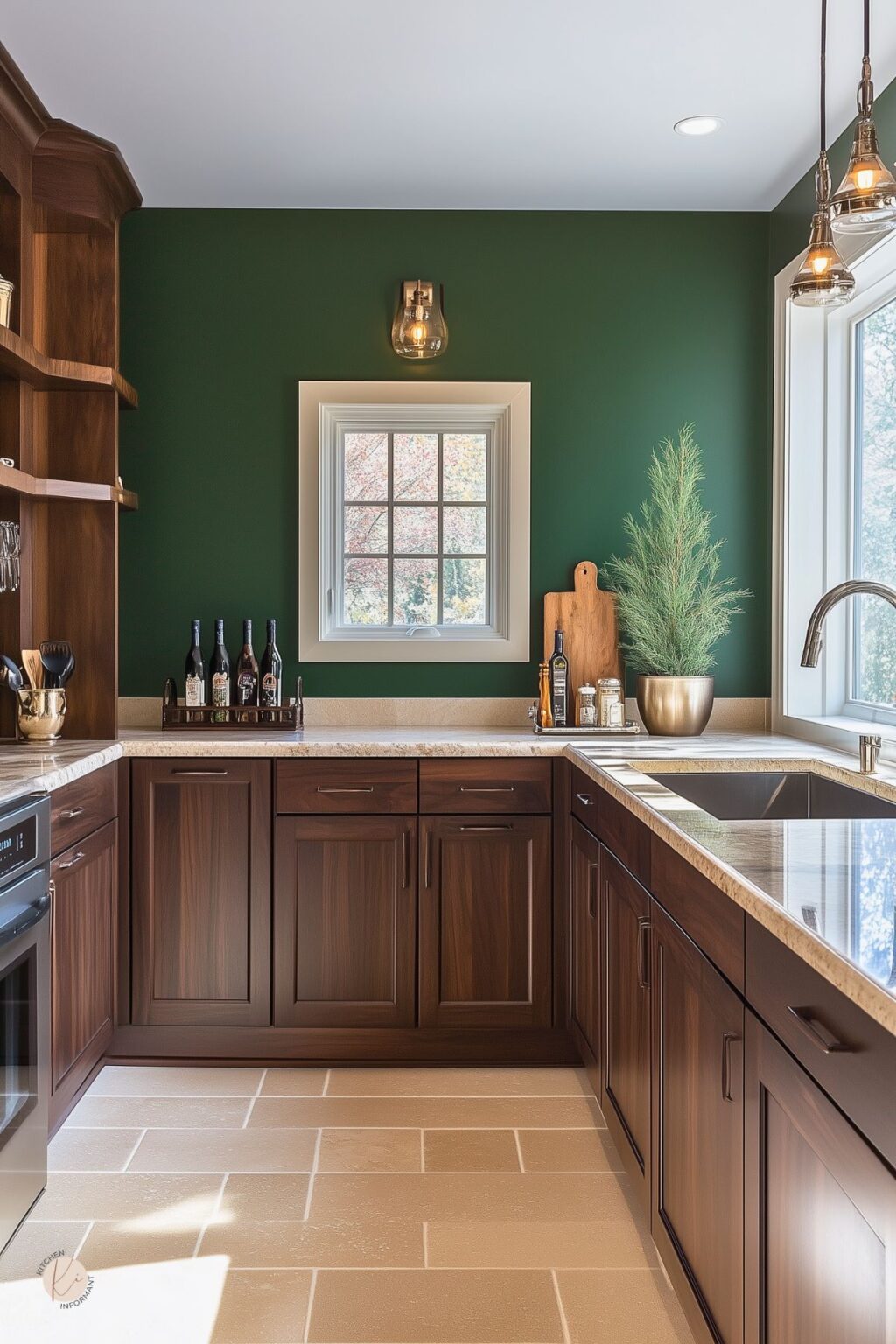 Green Kitchens with Wood Cabinets - Kitchen Informant