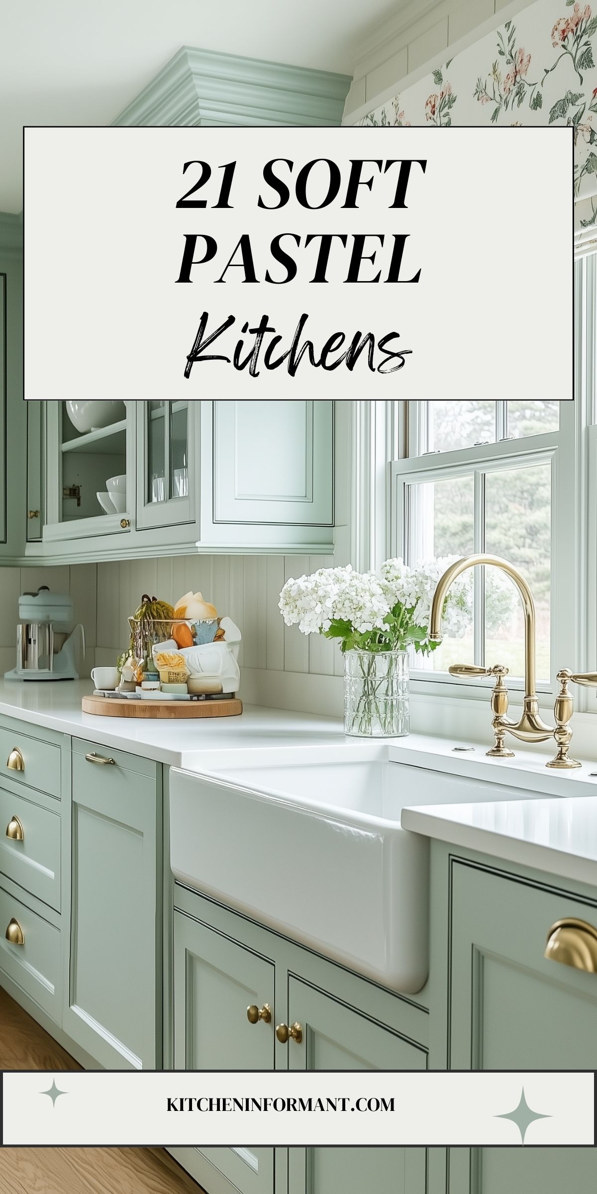 25 Soft Pastel Kitchens graphic.