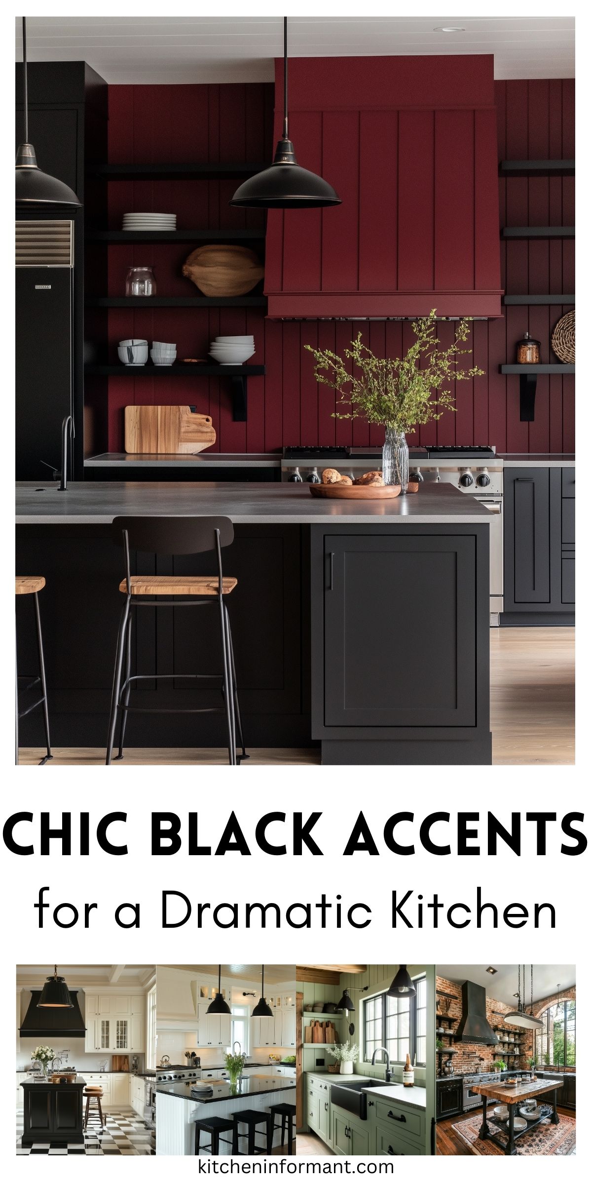 Chic Black Accents for a Dramatic Kitchen graphic.