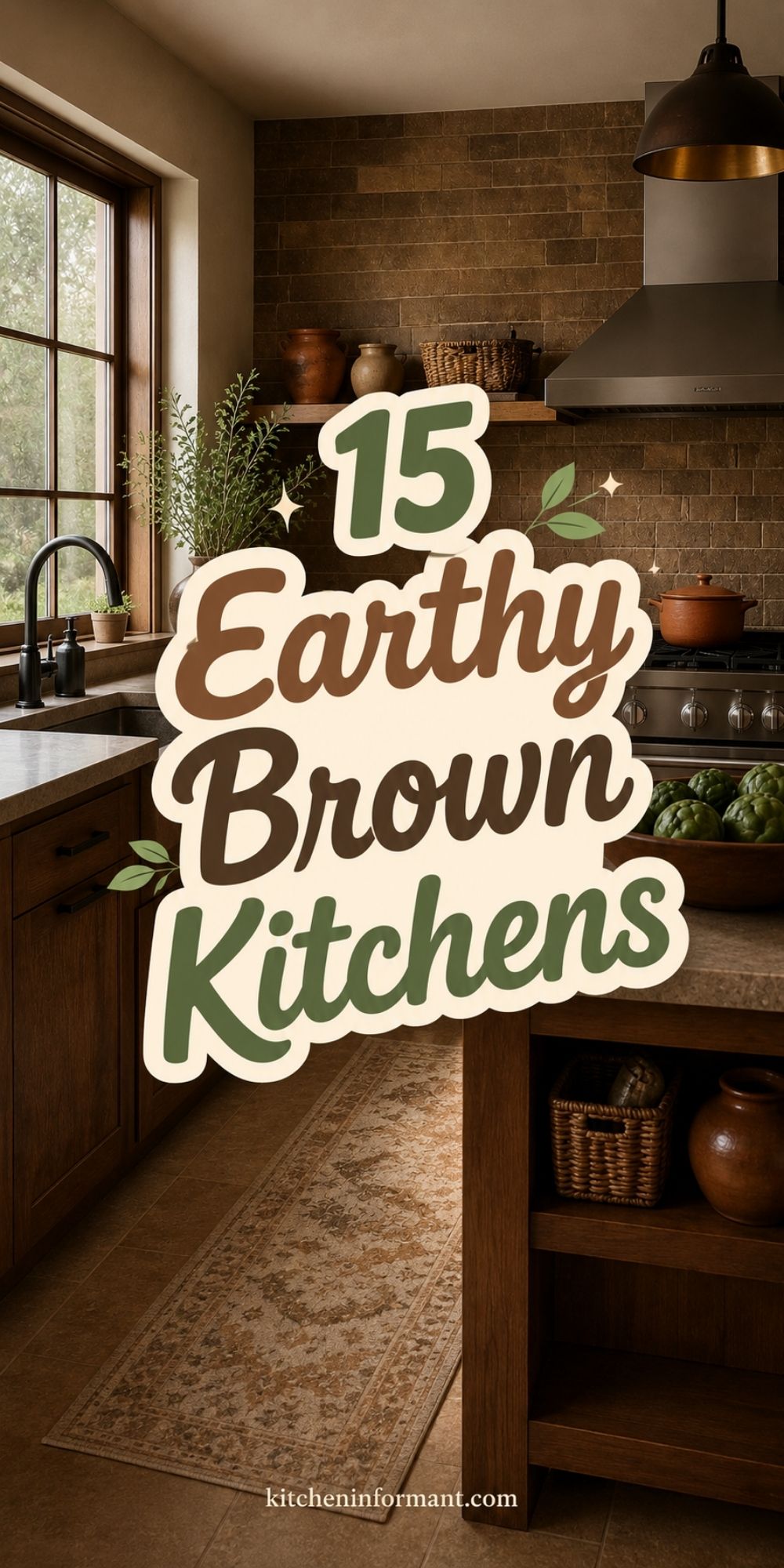 Earthy Brown Kitchens graphic.